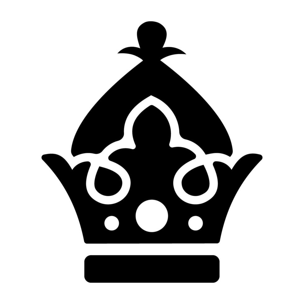 A glyph style icon of royal crown vector