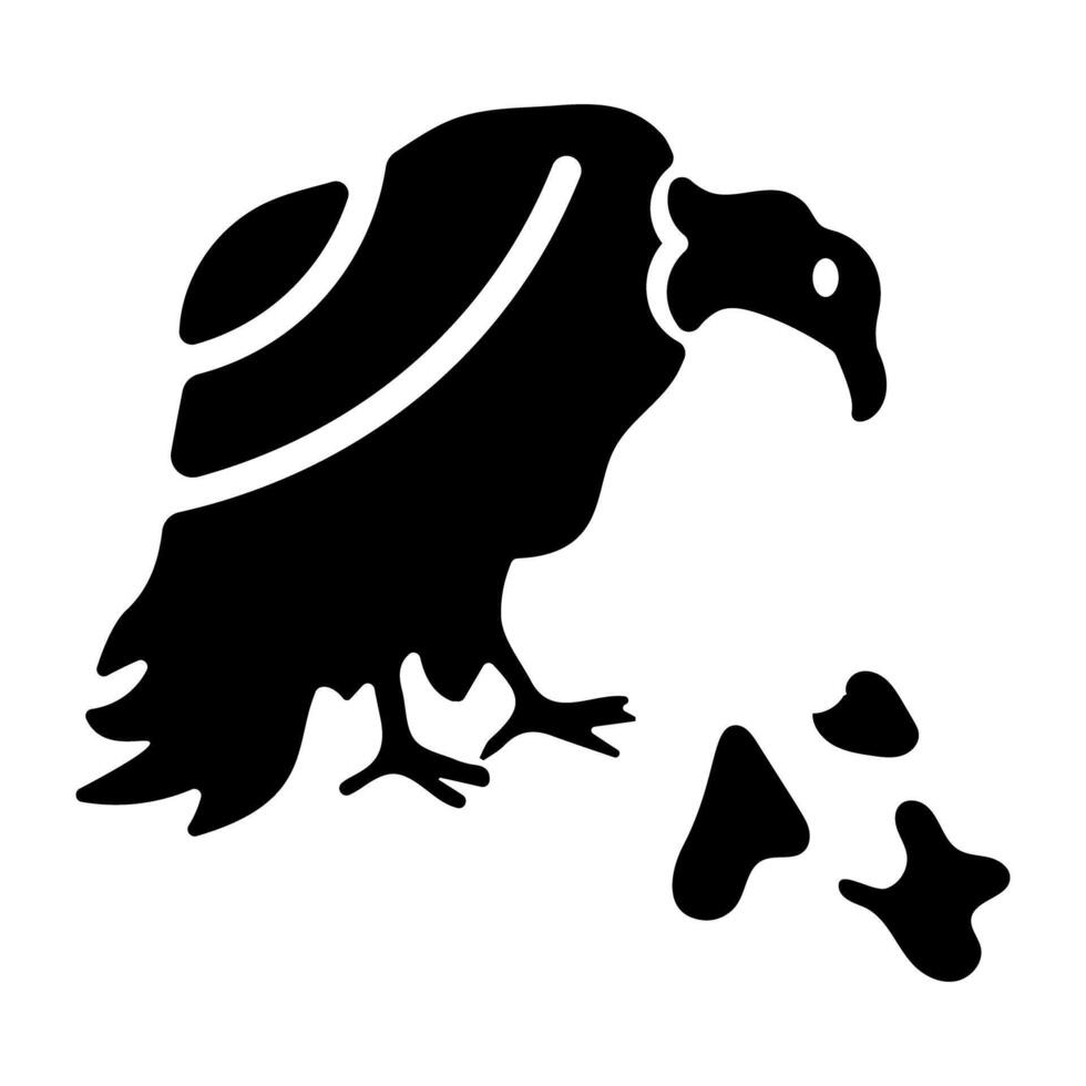 A glyph style icon of vulture vector