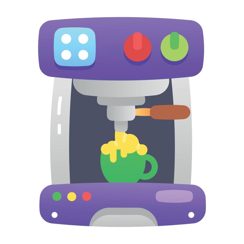 A coffee machine with a cup, flat icon vector
