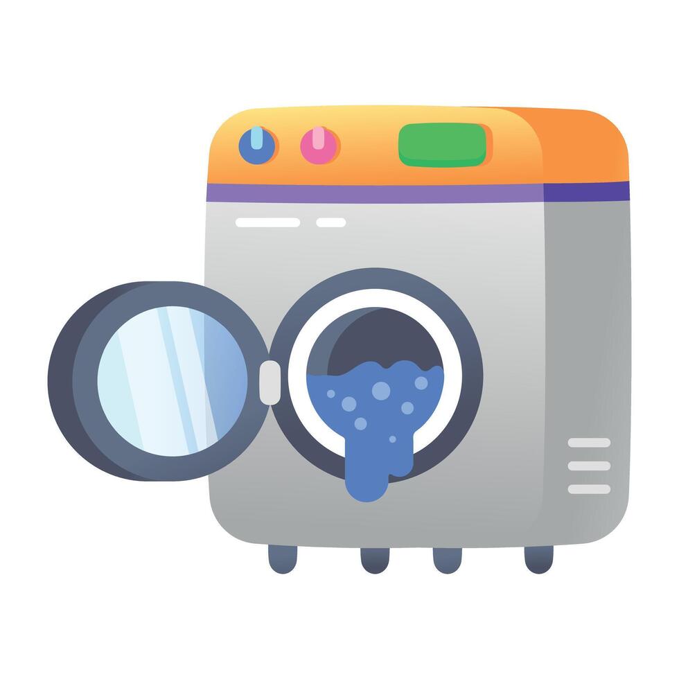 A flat style icon of washing machine vector