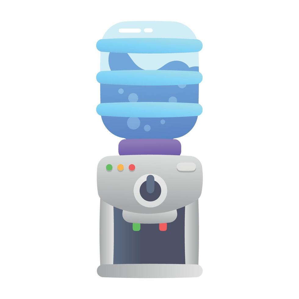 A water dispenser with water bottle flat icon vector