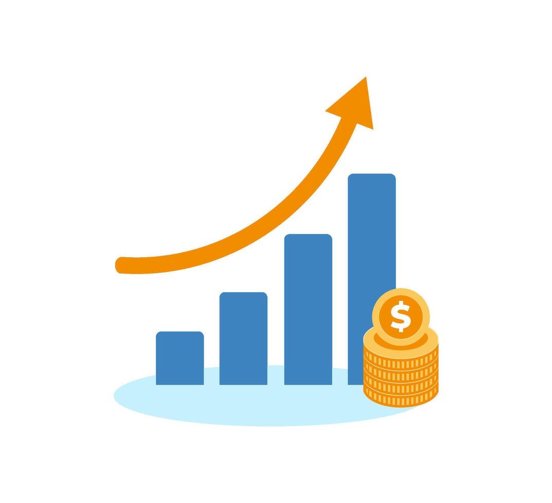 Flat Profit Element. Illustration Of Flat Net Income Isolated On Clean Background. Can Be Used As Profit, Increase And Dollar Symbols vector