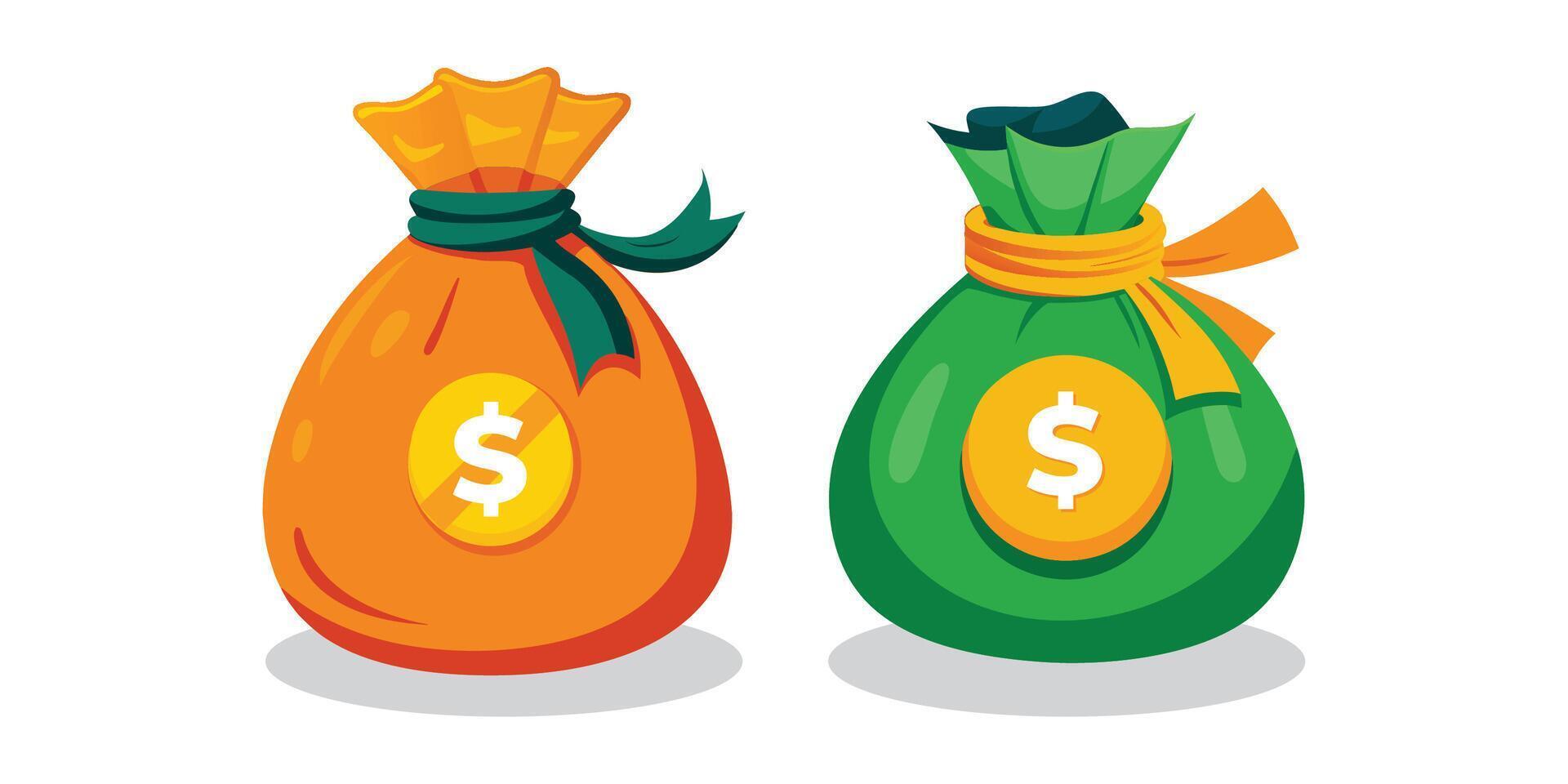 Money bag icon, sack of money flat simple cartoon illustration with dollar sign isolated on white background. vector