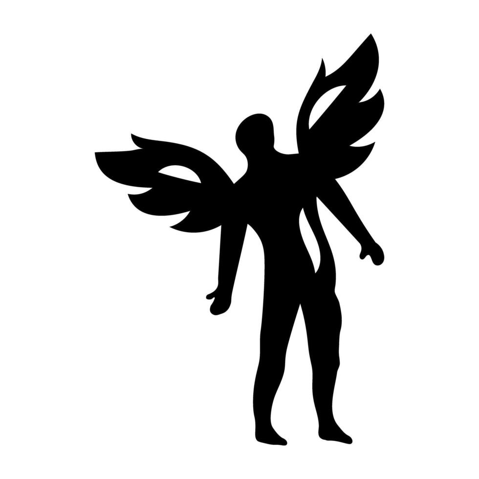 A glyph style icon of an icarus vector