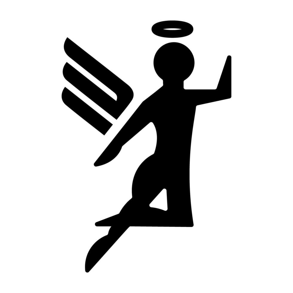 A glyph icon of flying angeless vector