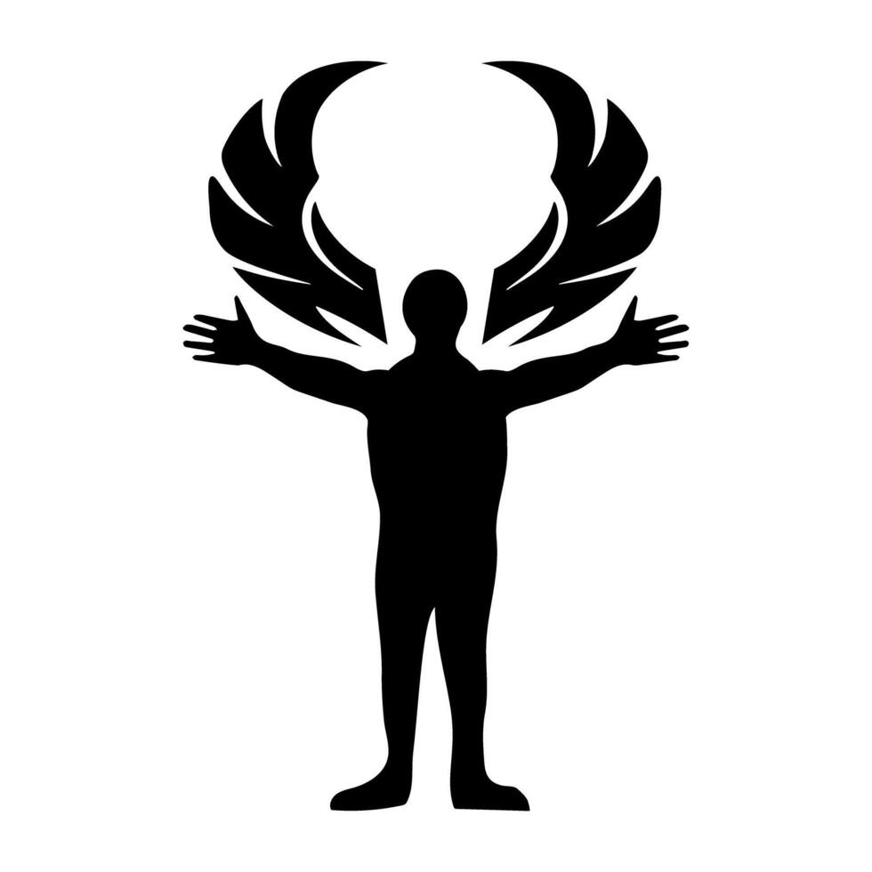 A glyph icon of flying angeless vector