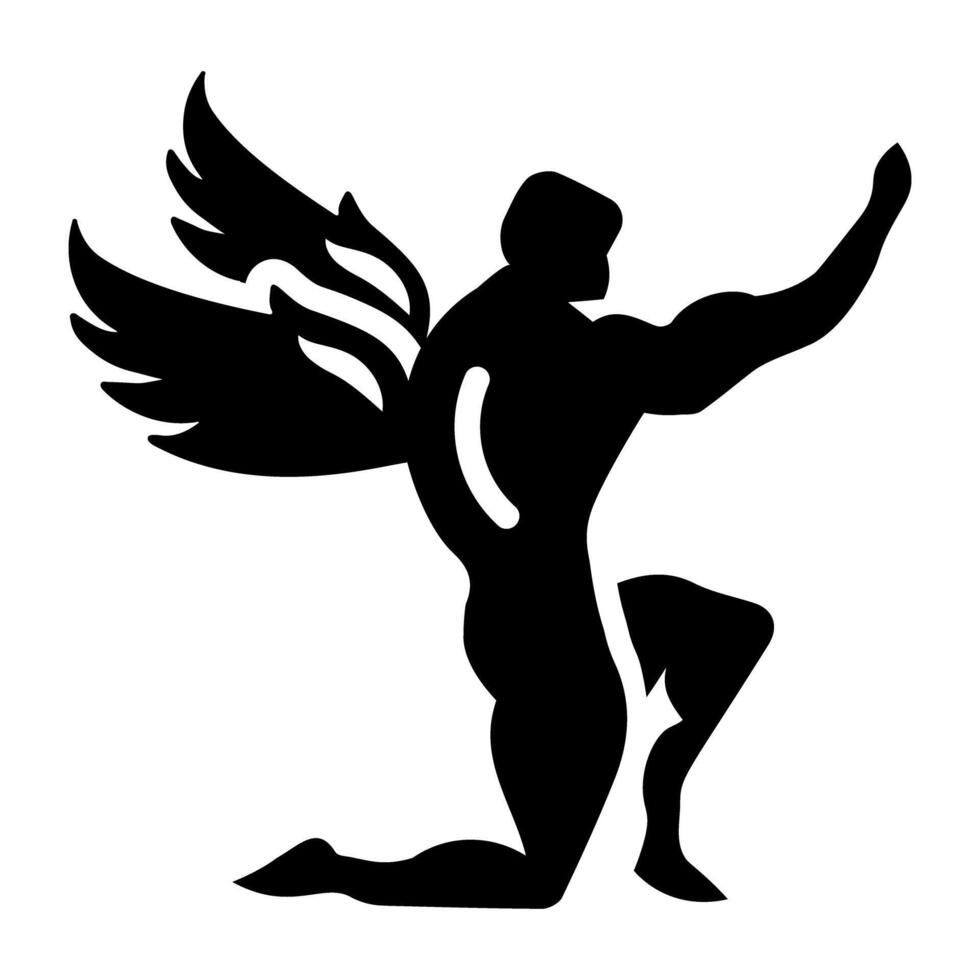 A glyph icon of flying angeless vector
