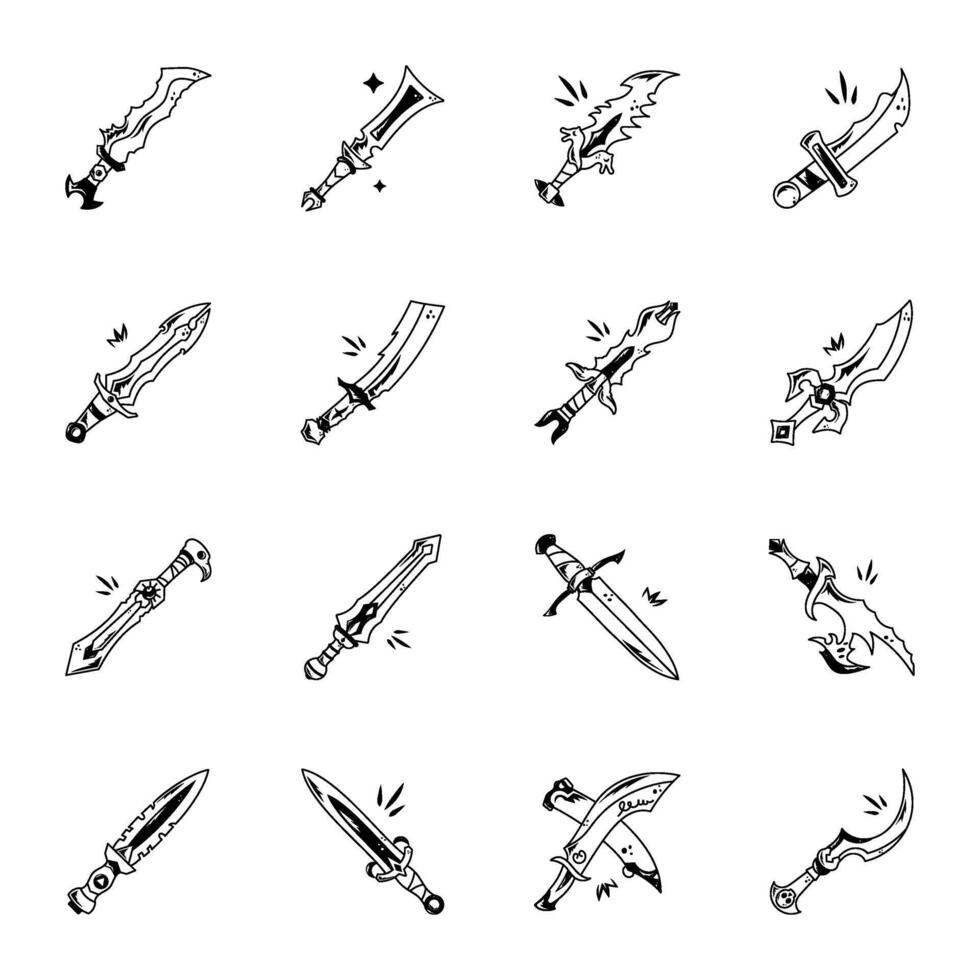 Magic sword icon designed in outline style vector