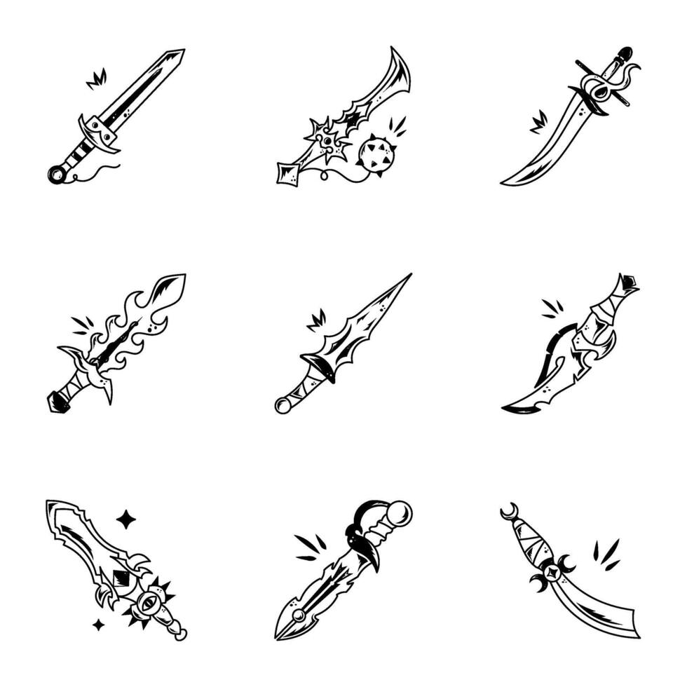 Magic sword icon designed in outline style vector
