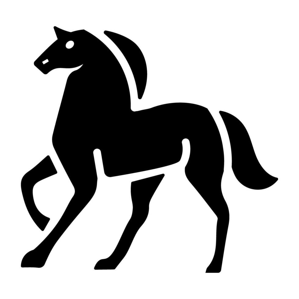 A filled style icon of horse vector