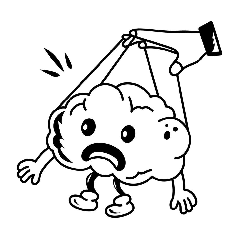A hand drawn doodle mascot of manipulative mind vector