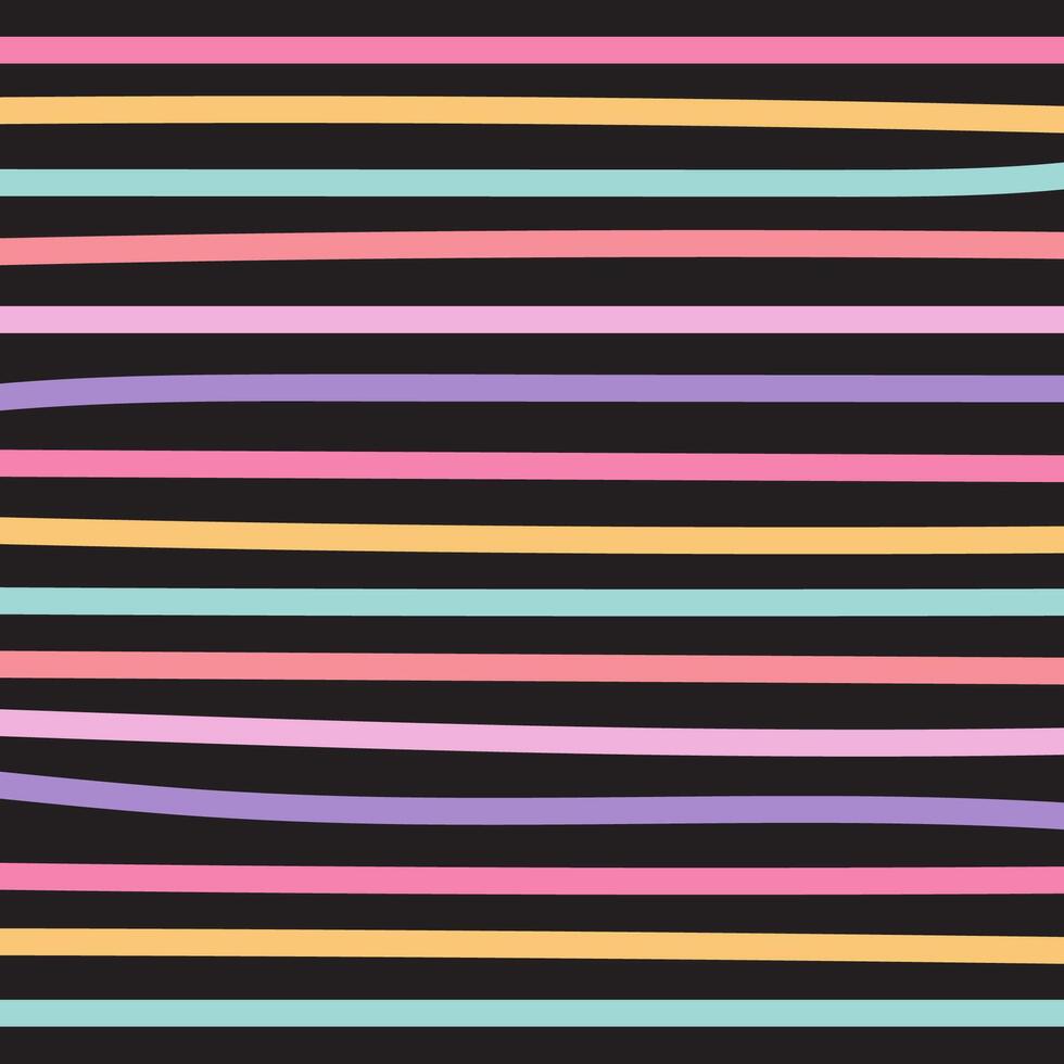 Colorful Striped Pattern on Black Background. Vibrant Horizontal Stripes Design. Modern Minimalist Striped Background vector