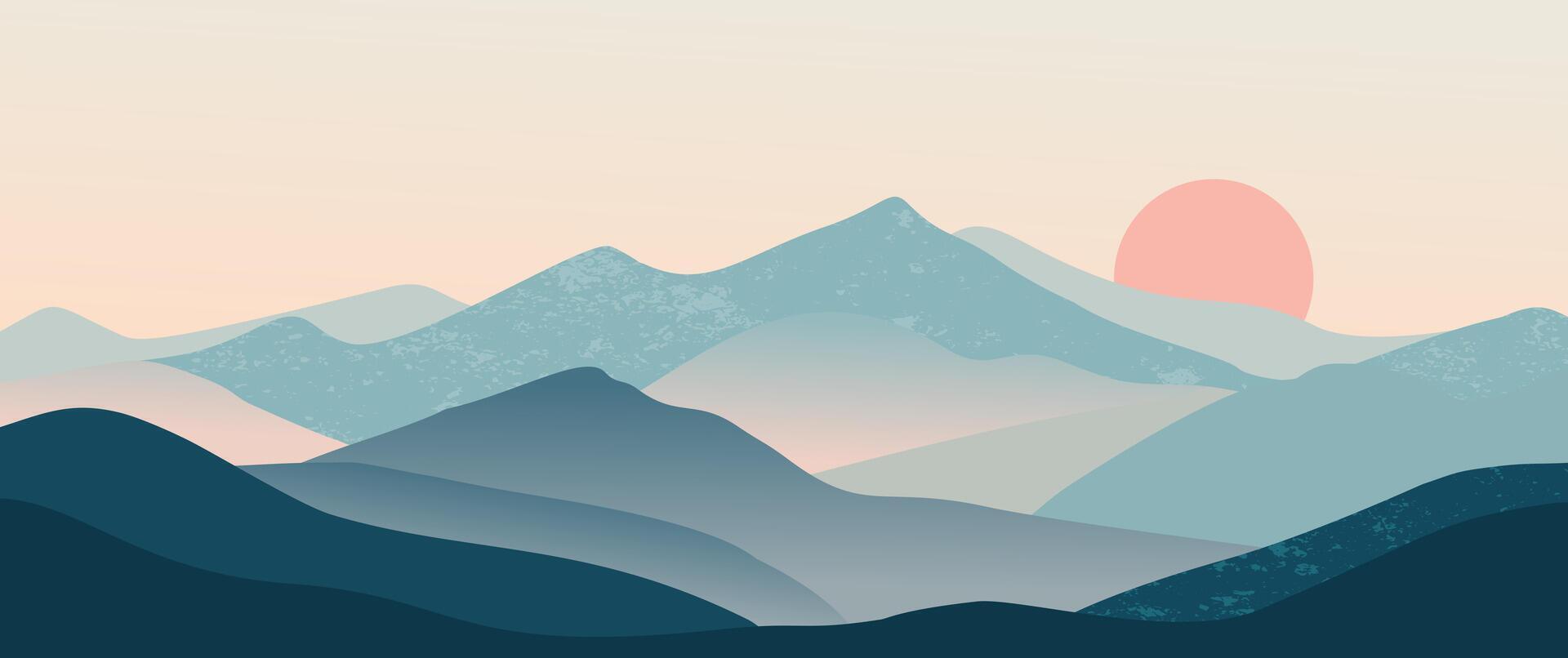 Abstract mountain landscape background, Nature wall decor, art print, minimalist panorama hill, adventure and travel view design illustration vector