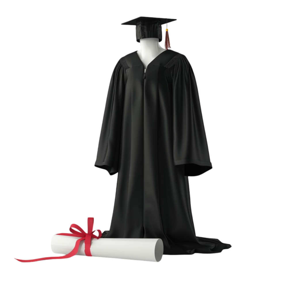graduation gown and cap on transparent background Generative-AI png