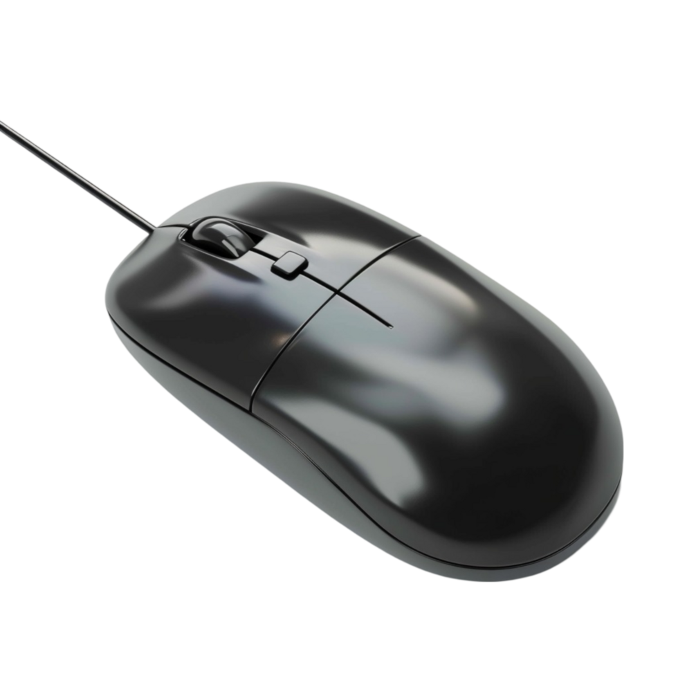 a black computer mouse on a transparent background Generative-AI png