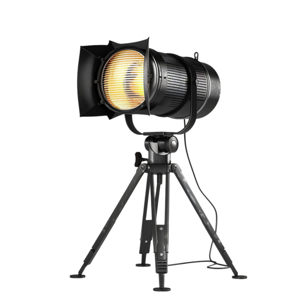 a spotlight on a tripod with a light bulb Generative-AI png
