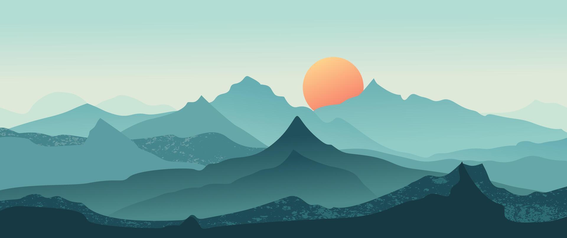 Abstract mountain landscape background, Nature wall decor, art print, minimalist panorama hill, adventure and travel view design illustration vector