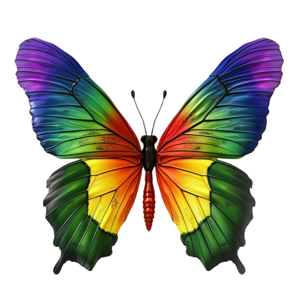 rainbow butterfly transparent background Generative-AI png