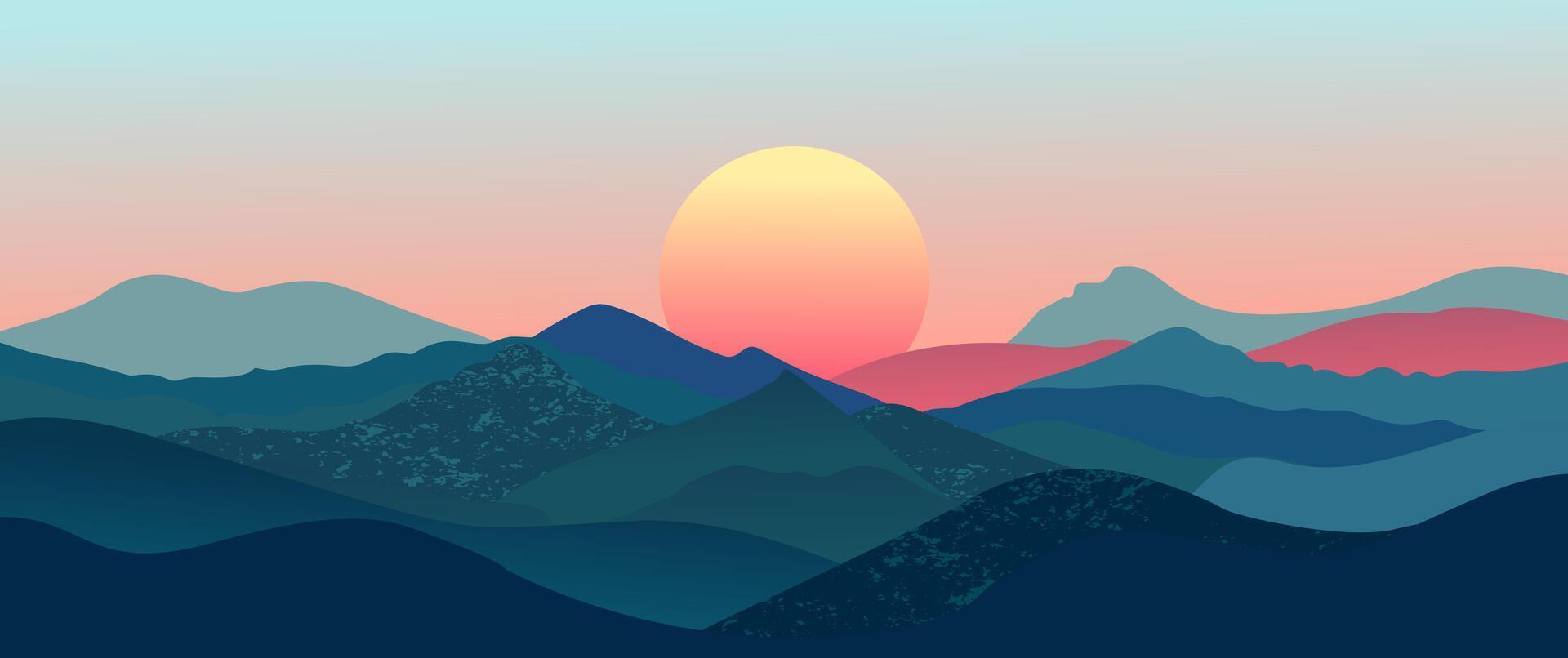 Abstract mountain landscape background, Nature wall decor, art print, minimalist panorama hill, adventure and travel view design illustration vector