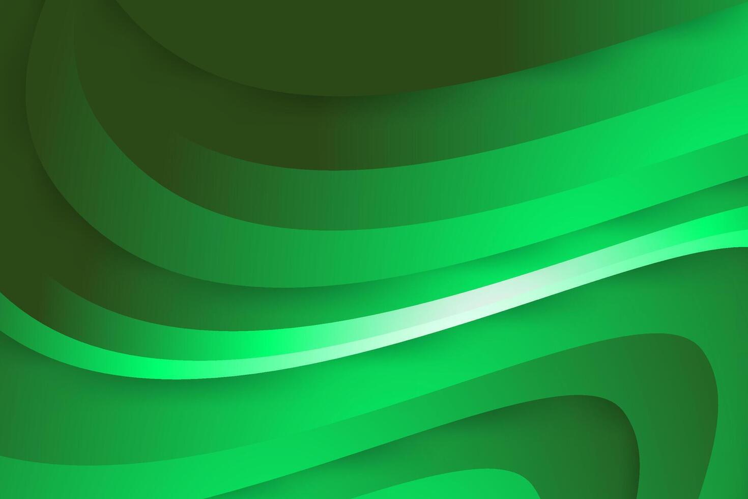 Bright green curved background vector