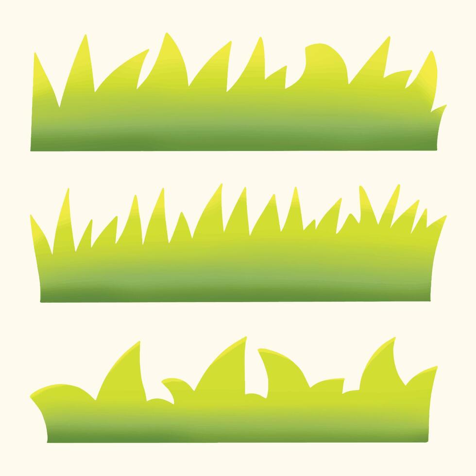 set of decorative bushes and green grass vector