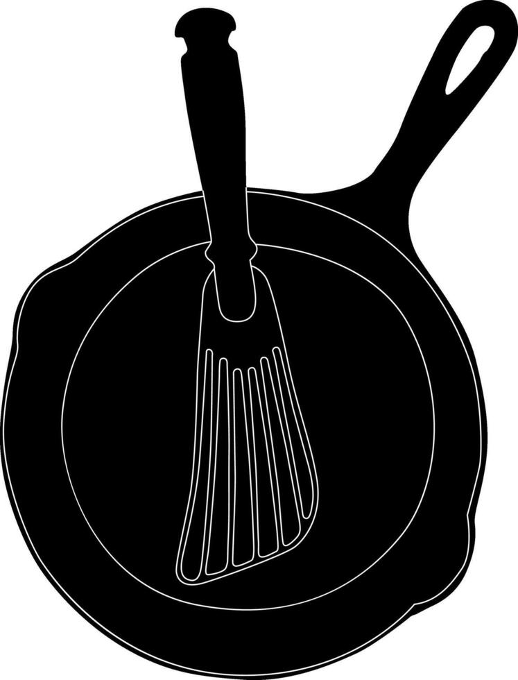 Silhouette cookware on white background vector