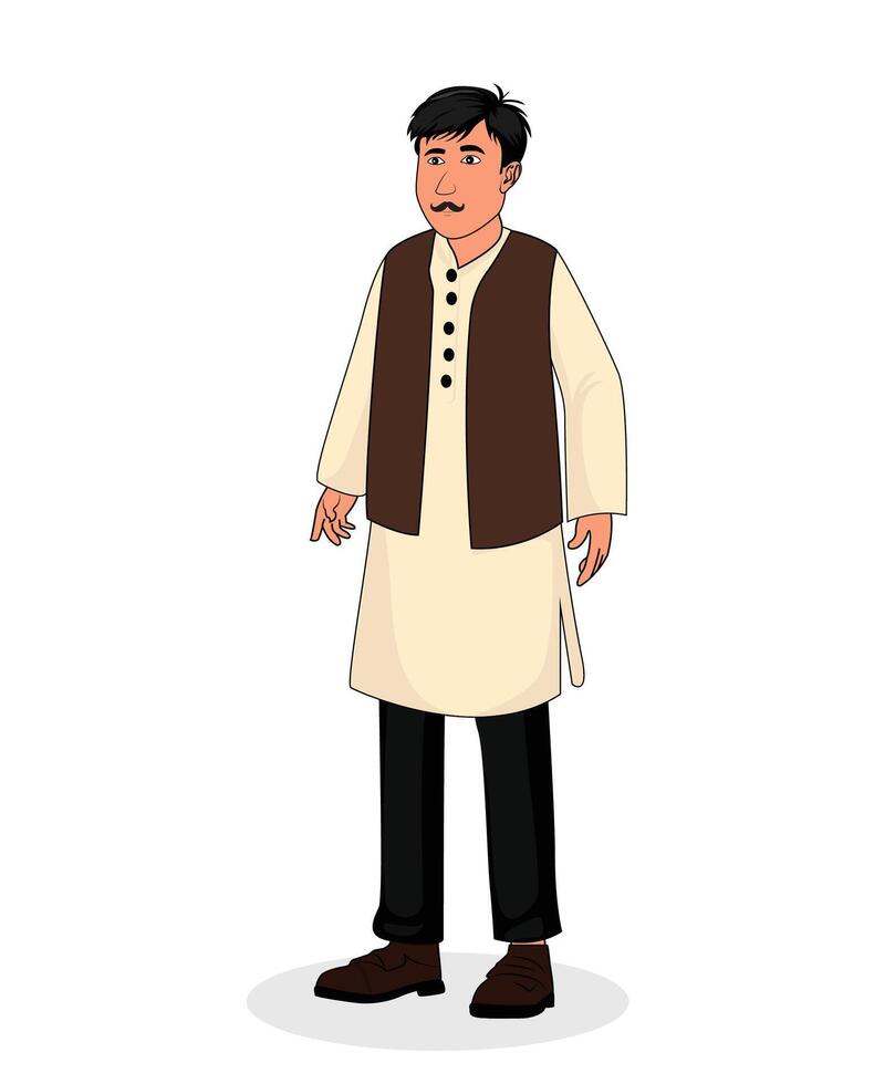 Indian village men cartoon character design for 2d animation vector