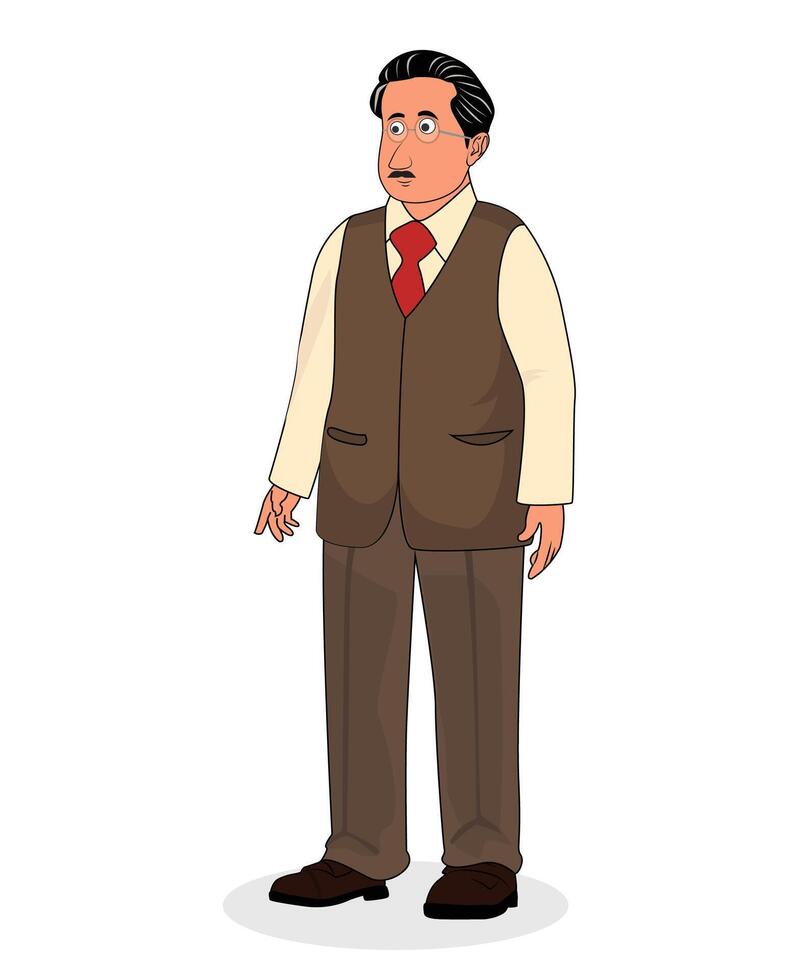 Indian rich men cartoon character design for 2d animation vector