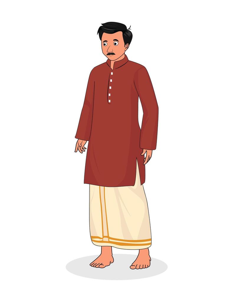 Indian village men cartoon character design for 2d animation vector