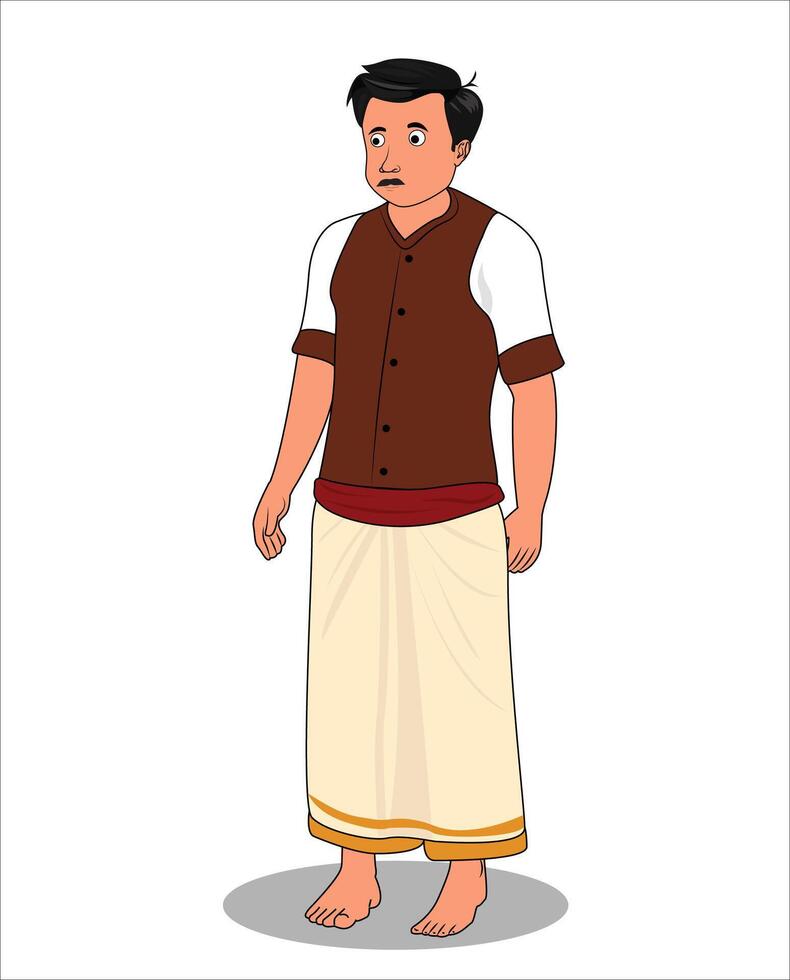 Indian village men cartoon character design for 2d animation vector
