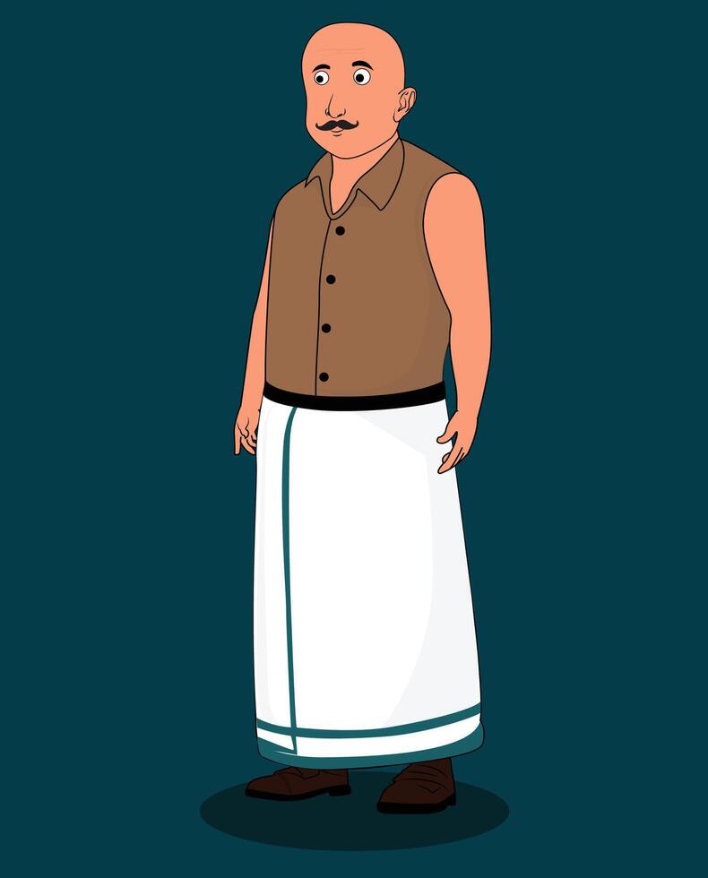 Indian village men cartoon character design for 2d animation vector