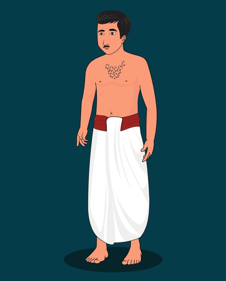 Indian village men cartoon character design for 2d animation vector
