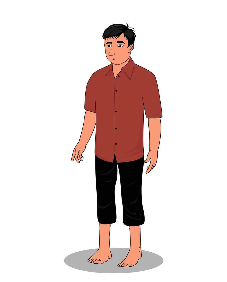 Indian village men cartoon character design for 2d animation vector