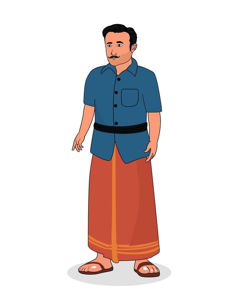 Indian village men cartoon character design for 2d animation vector
