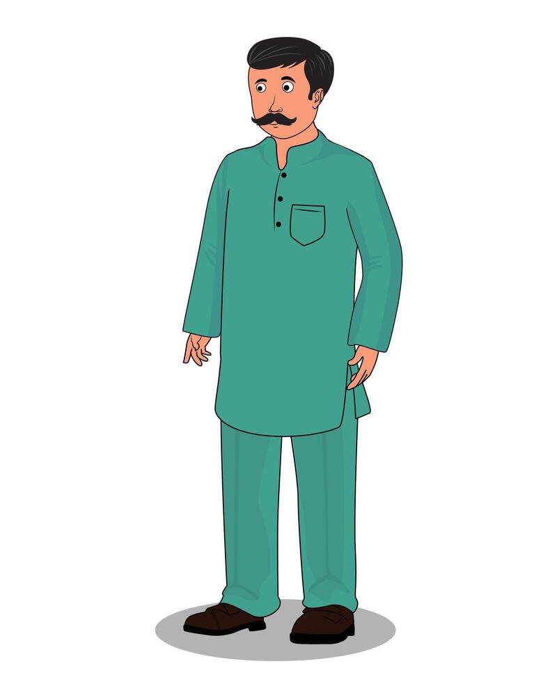 Indian village men cartoon character design for 2d animation vector