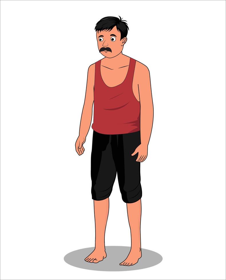 Indian village men cartoon character design for 2d animation vector