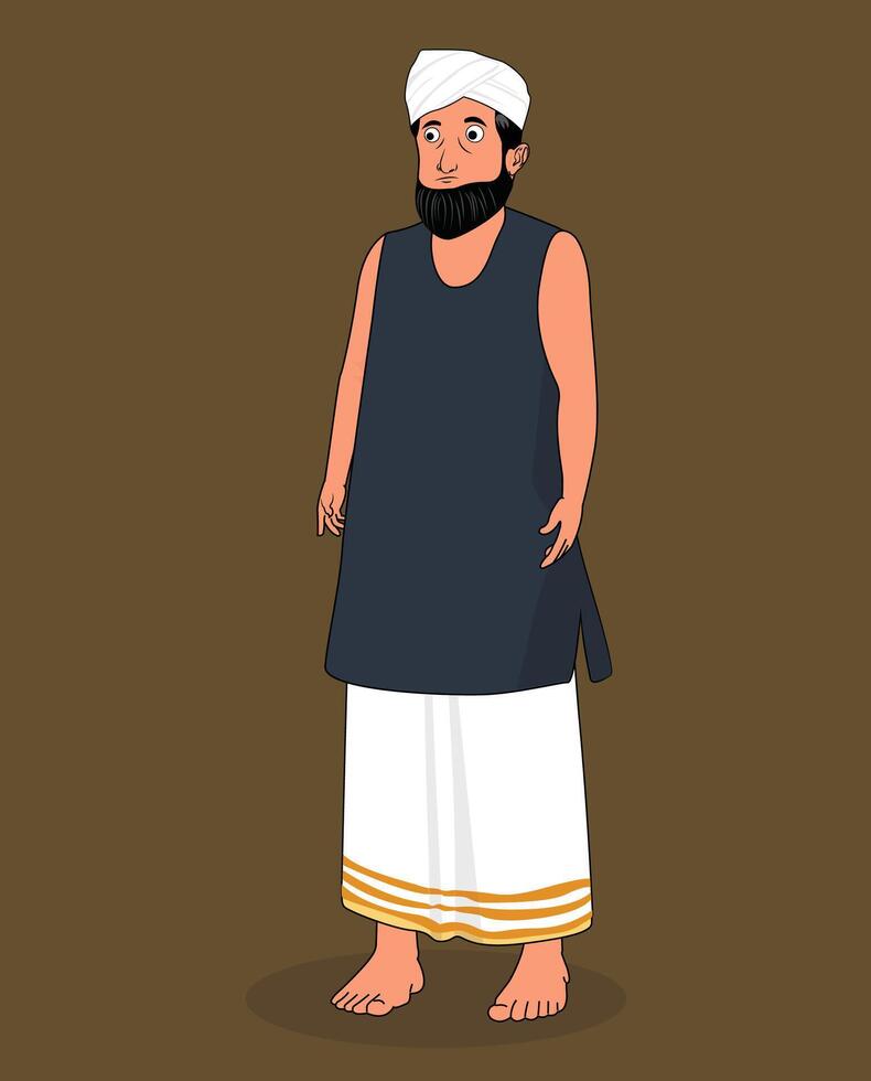 Indian poor men cartoon character design for 2d animation vector