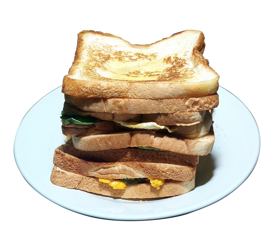 Sandwich with salad and egg in a plate png