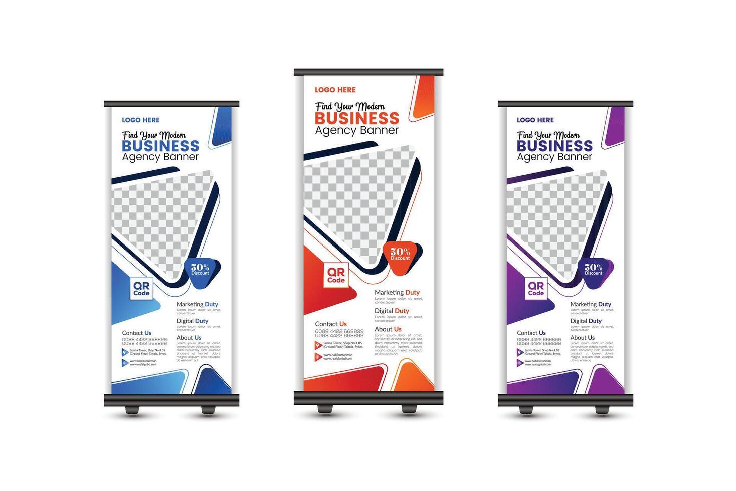 Business Roll up banner design print template. vector