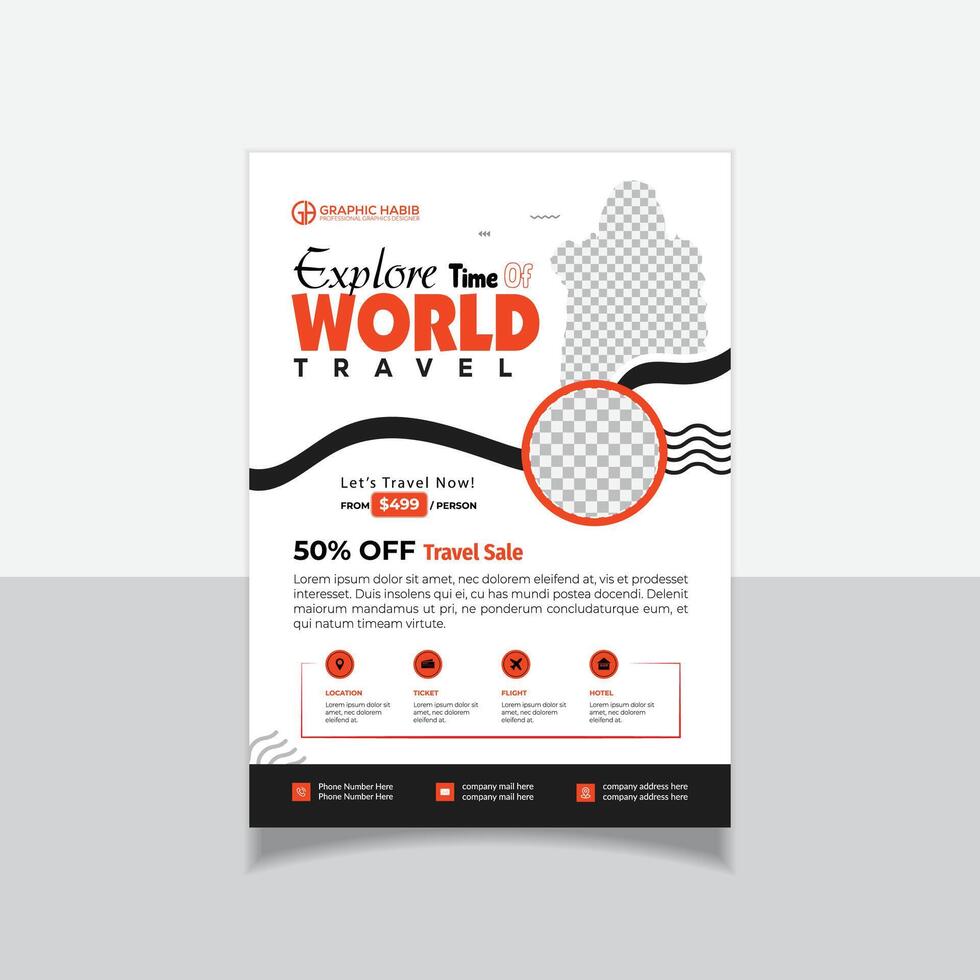 Creative Travel Flyer Layout with Template. vector