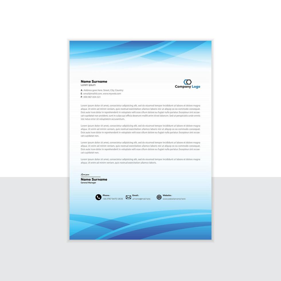 Minimal Corporate Letterhead Layout With template design. vector