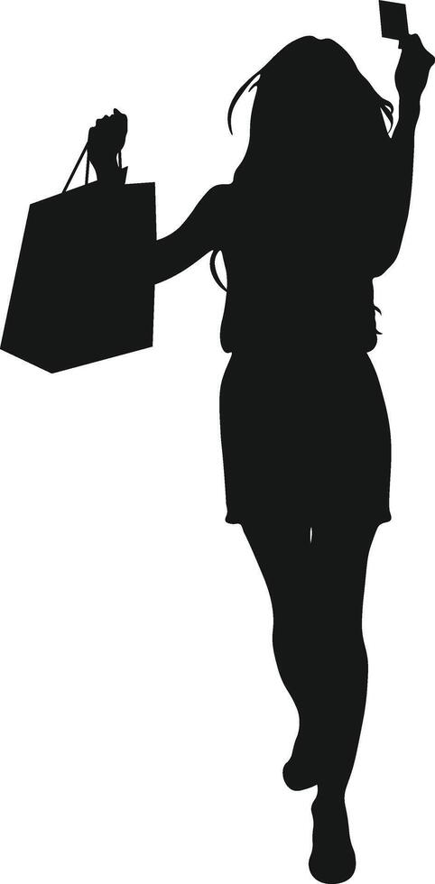 Woman Shopping Silhouette. Illustration Design. vector