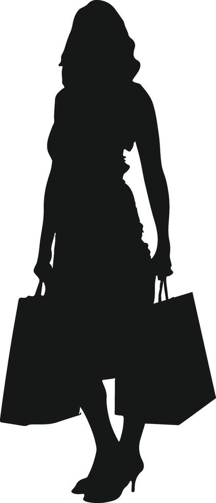 Woman Shopping Silhouette. Illustration Design. vector