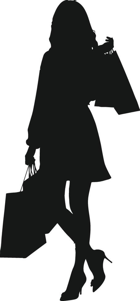 Woman Shopping Silhouette. Illustration Design. vector
