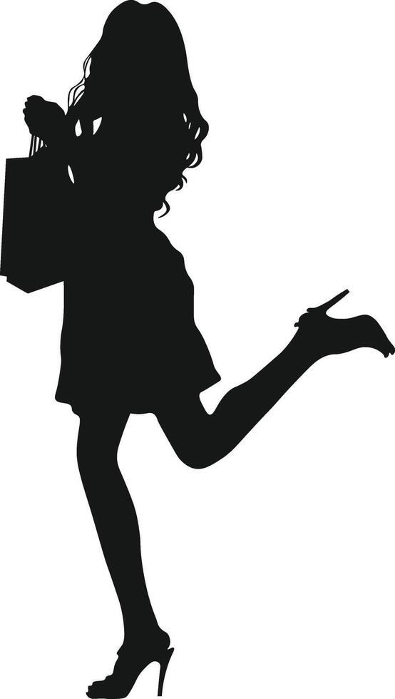 Woman Shopping Silhouette. Illustration Design. vector