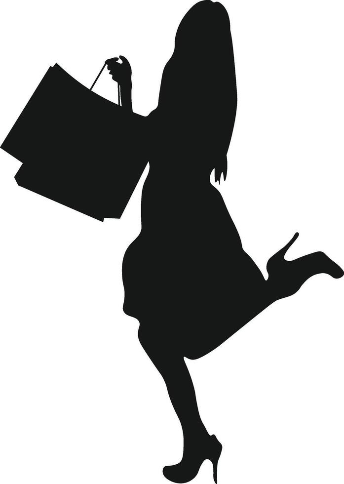 Woman Shopping Silhouette. Illustration Design. vector
