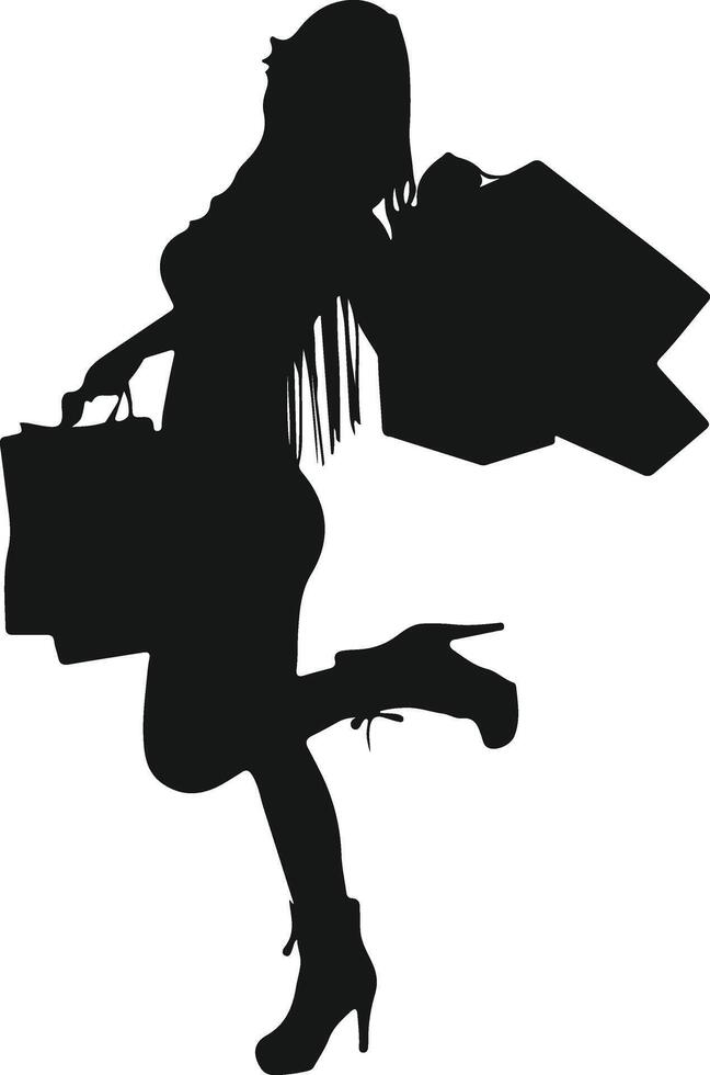 Woman Shopping Silhouette. Illustration Design. vector