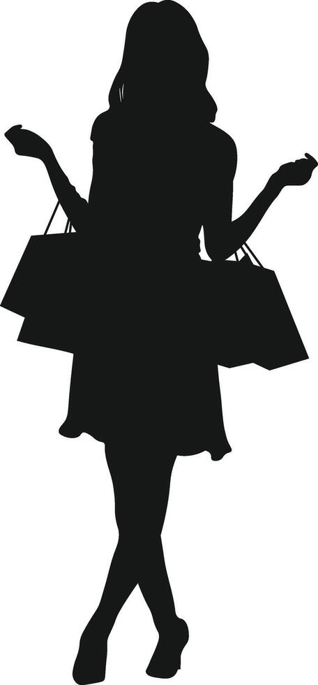 Woman Shopping Silhouette. Illustration Design. vector