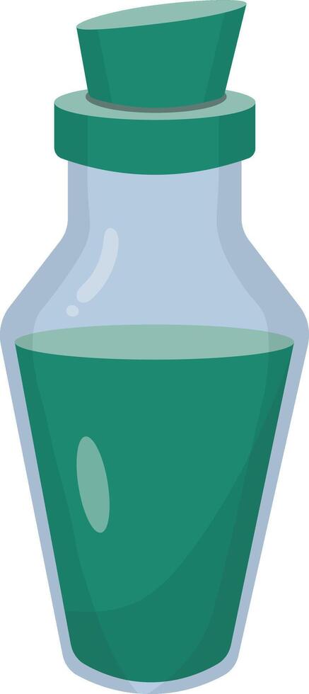 Magic Potion in Bottle Isolated on White Background. Illustration in Simple Cartoon Design. vector