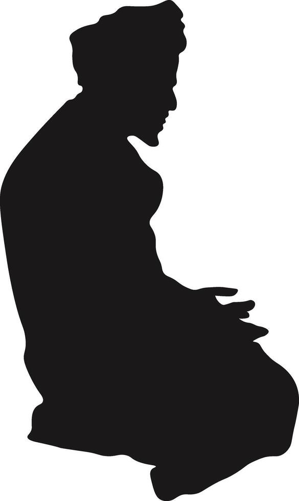 Muslim Pray Silhouette Isolated on White Background. Illustration Design. vector